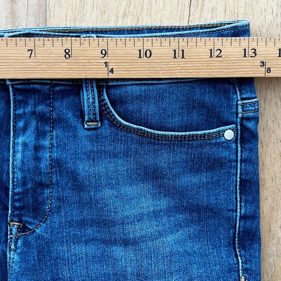 ATHLETA SCULPTEK STRAIGHT JEANS WOMEN’S sz 2 Blue Distressed Low Rise Stretch - Picture 9 of 12